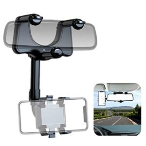 vfoiop rear view mirror phone holder 360 rotatable and retractable multifunctional car phone mount automobile cradles for car, smartphones