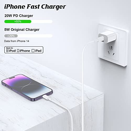 iPhone Fast Charger【Apple MFi Certified】, 20W USB C Wall Charger Block/27W Car Charger Adapter with 2-Pack 3FT Type C to Lightning Cable, Fast Charging Kit for iPhone 14/13/12/11Pro Max/XR/iPad