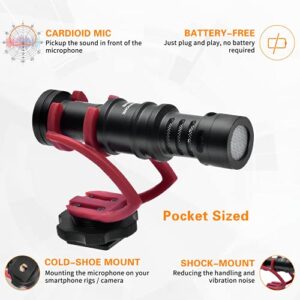 Camera Microphone,Comica CVM-VM10II Professional Video Microphone with Shock Mount, Deadcat,Compact Shotgun Mic Compatible with iPhone,DSLR Camera,Android Smartphones- Perfect for TikTok YouTube Vlog