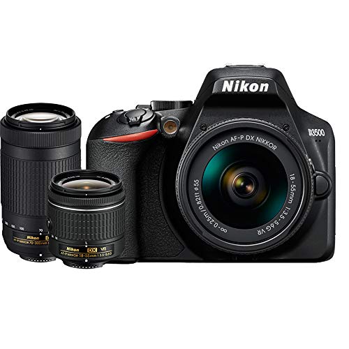 Nikon D3500 DSLR Camera with AF-P DX 18-55mm and 70-300mm Zoom Lens Bundle with 32GB Memory Card, Camera Bag and Accessories (13 Items)