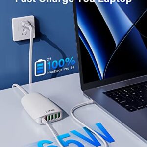 USB C Charger, LDNIO 65W PD Fast USB C Wall Charger, 6-Port USB C Charging Station with PD3.0+QC4.0 Compatible with MacBook Pro/Air, iPhone 14/13/12 Pro Max, iPad Series, Laptops, Samsung and More