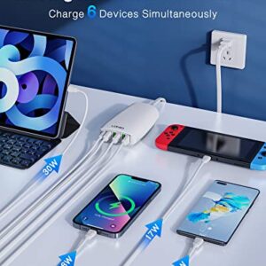 USB C Charger, LDNIO 65W PD Fast USB C Wall Charger, 6-Port USB C Charging Station with PD3.0+QC4.0 Compatible with MacBook Pro/Air, iPhone 14/13/12 Pro Max, iPad Series, Laptops, Samsung and More