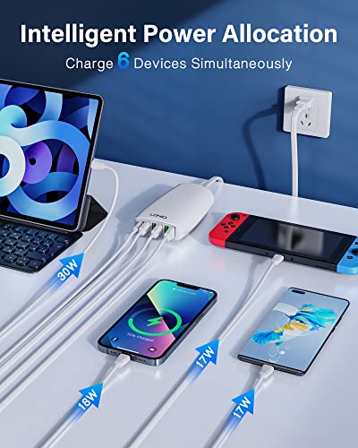 USB C Charger, LDNIO 65W PD Fast USB C Wall Charger, 6-Port USB C Charging Station with PD3.0+QC4.0 Compatible with MacBook Pro/Air, iPhone 14/13/12 Pro Max, iPad Series, Laptops, Samsung and More