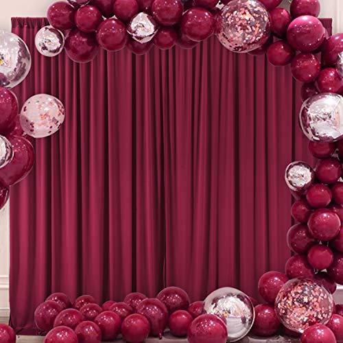 10x10 Burgundy Backdrop Curtain for Parties Wedding Wrinkle Free Maroon Photo Curtains Backdrop Drapes Fabric Decoration for Birthday Engagement Ceremony 5ft x 10ft,2 Panels