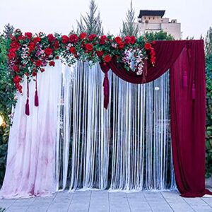 10x10 Burgundy Backdrop Curtain for Parties Wedding Wrinkle Free Maroon Photo Curtains Backdrop Drapes Fabric Decoration for Birthday Engagement Ceremony 5ft x 10ft,2 Panels