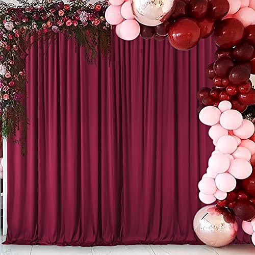 10x10 Burgundy Backdrop Curtain for Parties Wedding Wrinkle Free Maroon Photo Curtains Backdrop Drapes Fabric Decoration for Birthday Engagement Ceremony 5ft x 10ft,2 Panels