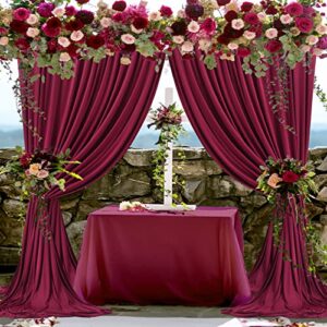 10x10 Burgundy Backdrop Curtain for Parties Wedding Wrinkle Free Maroon Photo Curtains Backdrop Drapes Fabric Decoration for Birthday Engagement Ceremony 5ft x 10ft,2 Panels