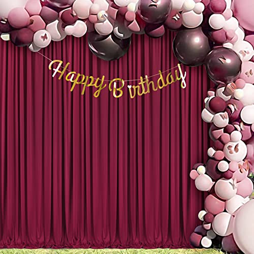 10x10 Burgundy Backdrop Curtain for Parties Wedding Wrinkle Free Maroon Photo Curtains Backdrop Drapes Fabric Decoration for Birthday Engagement Ceremony 5ft x 10ft,2 Panels