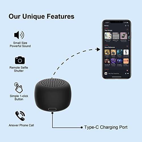 MOMOHO The Smallest Mini Bluetooth Speaker BTS0011 Wireless Small Bluetooth Speaker,Portable Speakers for Home/Outdoor/Travel,Rechargeable,Compatible with iPhone Samsung (Black)