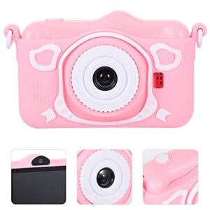 Milisten Children Pink Cute Cartoon Digital Camera Toy High Definition Camera Kids Gift