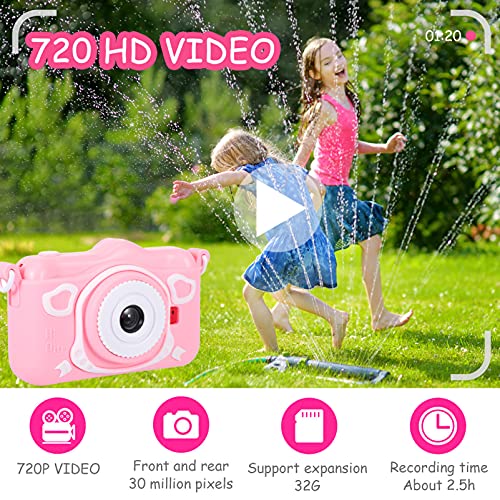 Milisten Children Pink Cute Cartoon Digital Camera Toy High Definition Camera Kids Gift