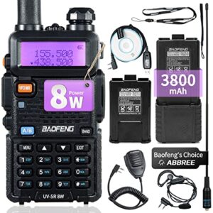 baofeng uv-5r 8w high power two way radio portable ham radio handheld with one more 3800mah battery,speaker, antenna, usb program cable and earpiece