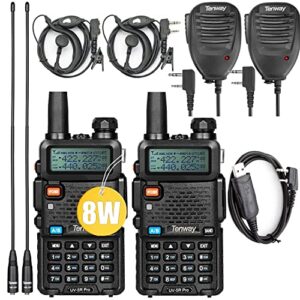 ham radio uv-5r pro 8w dual band two way radio with handheld speaker mic and antenna 2pack and programming cable