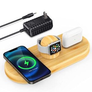wireless charger, otess 15w wireless charging station compatible with iphone 13 pro max/12/11 xs max/se, fast charging pad dock for iwatch 7/6/5/se, airpods pro & all qi-enabled devices(with adapter)