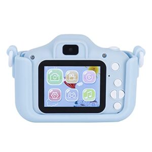 zyyini children’s camera toys, 2.0inch ips screen display eye protection camera, 40mp front rear dual camera cartoon cat photography camera, one-button smart focus, for children gifts(blue)