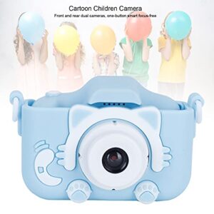 Zyyini Children's Camera Toys, 2.0inch IPS Screen Display Eye Protection Camera, 40MP Front Rear Dual Camera Cartoon Cat Photography Camera, One-Button Smart Focus, for Children Gifts(Blue)