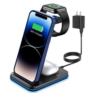 zubarr foldable wireless charger for multiple devices 3 in 1 wireless charging station for iphone13 12 11/pro/mini/xs/xr,wireless charging stand for apple watch se/7/6/5/4/3/2, airpods wireless/pro