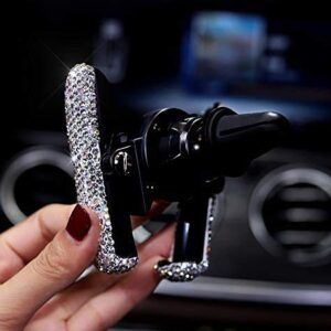 Best Bling Rhinestone Crystal Convenient Mini Car Dash Air Vent Automatic ADJUSTABLE Phone Holder (Silver)