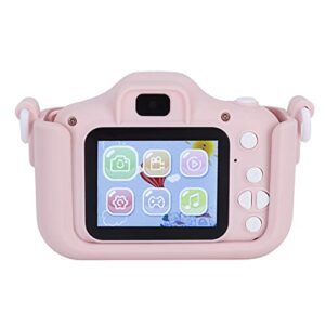 zyyini children’s camera toys, 2.0inch ips screen display eye protection camera, 40mp front rear dual camera cartoon cat photography camera, one-button smart focus, for children gifts(pink)