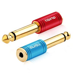 disino 1/4 mono to 3.5mm stereo adapter, gold plated 6.35mm ts male plug to 1/8 inch trs female audio connector – 2 pack