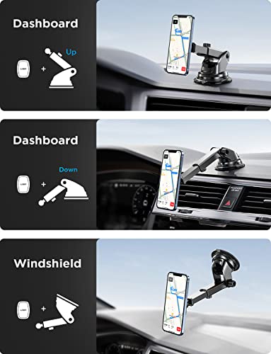 LISEN Magnetic Phone Holder for Car Mount Universal Dashboard Windshield Magnet Car Phone Holder Mount Industrial-Strength Suction Cup Car Magnet Phone Mount for Cell Phone & All Tablets (Black)