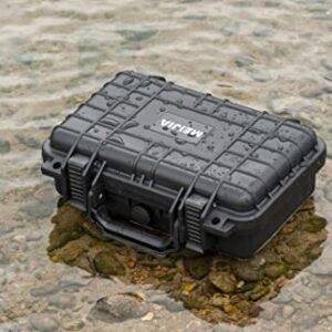 MEIJIA Portable All Weather IP67 Waterproof Protective Hard Case, Small Camera Case,Dry Case with Customizable Foam,Fit Use of Drones, Camera,Equipments, 11.65 ”x8.35”x3.78”(Elegant Black)