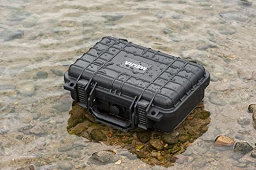 MEIJIA Portable All Weather IP67 Waterproof Protective Hard Case, Small Camera Case,Dry Case with Customizable Foam,Fit Use of Drones, Camera,Equipments, 11.65 ”x8.35”x3.78”(Elegant Black)