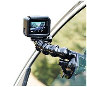surewo flexible gooseneck suction cup car mount holder for gopro hero 11 10 9 8 7 6 5 black, flexible extension car windshield mount with phone holder for iphone,samsung galaxy,google pixel and more
