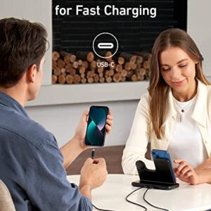 Anker 544 Wireless Charger (4-in-1 Stand) with 60W Quick Charge DC Adapter and 5 ft Cable for iPhone 14/14 Pro/14 Pro Max/13/13 Pro Max, MFi Certified for Apple Watch SE/7/6/5/4/3/2/1, AirPods