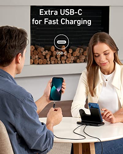 Anker 544 Wireless Charger (4-in-1 Stand) with 60W Quick Charge DC Adapter and 5 ft Cable for iPhone 14/14 Pro/14 Pro Max/13/13 Pro Max, MFi Certified for Apple Watch SE/7/6/5/4/3/2/1, AirPods