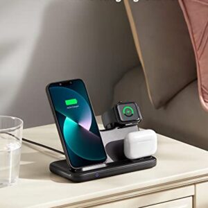 Anker 544 Wireless Charger (4-in-1 Stand) with 60W Quick Charge DC Adapter and 5 ft Cable for iPhone 14/14 Pro/14 Pro Max/13/13 Pro Max, MFi Certified for Apple Watch SE/7/6/5/4/3/2/1, AirPods