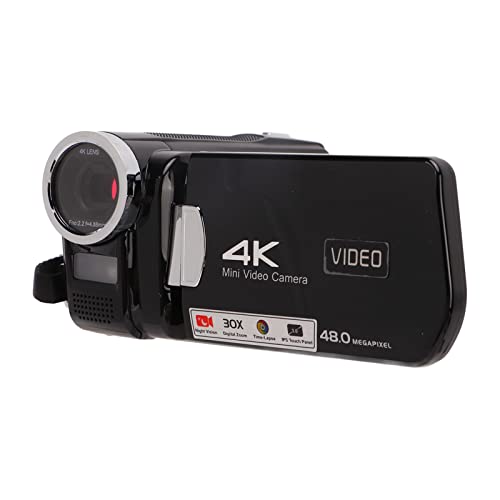 13MP 4K HD DV Camera, 3Inch IPS Screen Digital Video Camera, 30X Digital Zoom Recording Camera, 270 Degree Rotation Shooting Without Dead Angle for Interviews, Travel