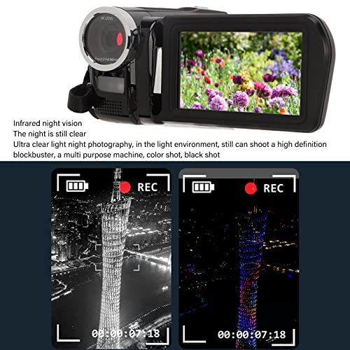 13MP 4K HD DV Camera, 3Inch IPS Screen Digital Video Camera, 30X Digital Zoom Recording Camera, 270 Degree Rotation Shooting Without Dead Angle for Interviews, Travel