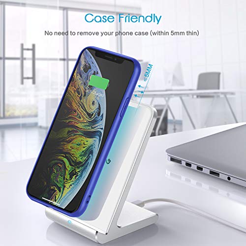 Wireless Charging Stand,Vebach 10W Upgrated Fast Wireless Desk Charger Compatible with iPhone 14/13/12/12 Pro/12 Mini/12 Pro Max/11/11 Pro/11 Pro Max/XR/XS/X/8,Galaxy S21/S20/Note 10 etc