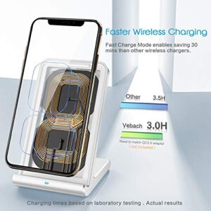 Wireless Charging Stand,Vebach 10W Upgrated Fast Wireless Desk Charger Compatible with iPhone 14/13/12/12 Pro/12 Mini/12 Pro Max/11/11 Pro/11 Pro Max/XR/XS/X/8,Galaxy S21/S20/Note 10 etc