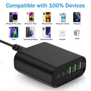 USB C Charger,100W 6 Port USB C Charging Station with 3 USB C Ports and 3 QC USB A Ports, Portable PD Fast USB C Wall Charger for iPhone 14/13/12/11/Airpod/Pro/iPad/iWatch/Galaxy/Google Pixel and More