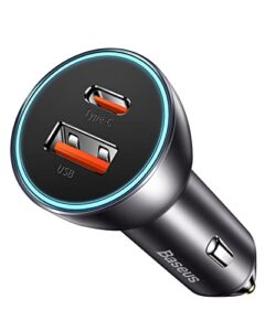 baseus usb c car charger, 60w pps qc3.0&pd3.0 pd27w type c car charger, dual port independent fast charging phone car charger for iphone 14/13/12/11pro max xs x, samsung s22/s21 ultra, ipad pro/air