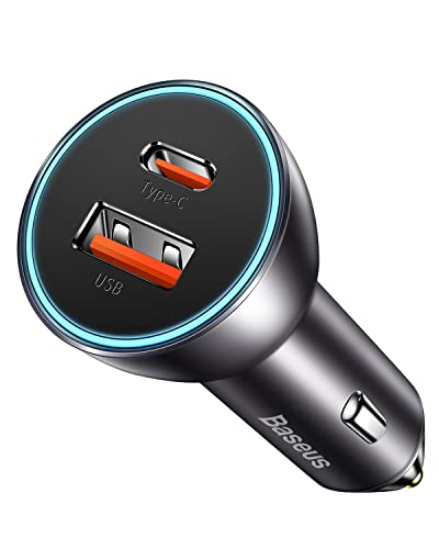 Baseus USB C Car Charger, 60W PPS QC3.0&PD3.0 PD27W Type C Car Charger, Dual Port Independent Fast Charging Phone Car Charger for iPhone 14/13/12/11Pro Max XS X, Samsung S22/S21 Ultra, iPad Pro/Air