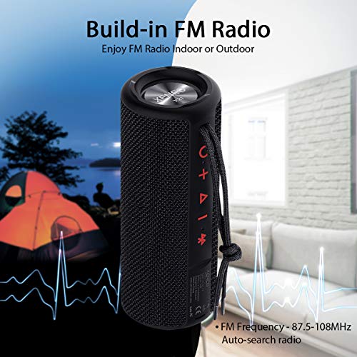 Xeneo X21 Portable Outdoor Wireless Bluetooth Speaker Waterproof with FM Radio, Micro SD Card Slot, AUX for Shower - Hard Travel Case Included