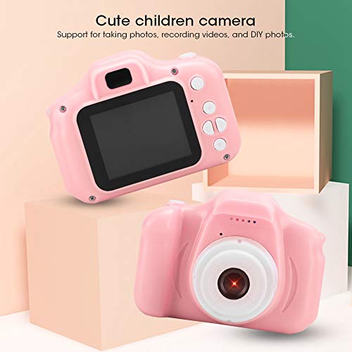 Kid Camera, Eye Friendly Comfortable Mini Camera DIY Photos Digital Camera Cartoon Photo Camera for Children Toy(Pink)