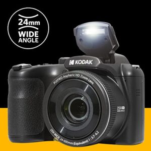 KODAK PIXPRO Astro Zoom AZ255-BK 16MP Digital Camera with 25X Optical Zoom 24mm Wide Angle 1080P Full HD Video and 3" LCD (Black)