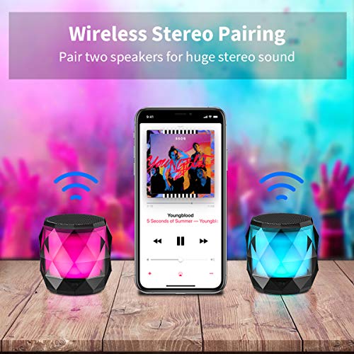 LFS Portable Bluetooth Speaker with Lights, Night Light LED Wireless Speaker,Magnetic Waterproof Speaker, 7 Color LED Auto-Changing,TWS,Perfect Mini Speaker for Shower, Home, Outdoor (Multicolor)