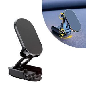 ylahdent 2023 new alloy folding magnetic car phone holder, 360° adjustable – 6 strong magnet magnetic car phone mount dashboard folding bracket universal (black)