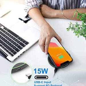 Wireless Charger for Samsung Galaxy S23/S23 Ultra/S22/S22+/S22 Ultra/S21/S21+/S21 Utral/S20/S20+/S10/S10+/S9/S9+/S8/S8+/S7/S6, Wireless Charging Pad with QC 3.0 Adapter and 6.6ft USB-C Cable, Black.