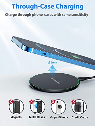 Wireless Charger for Samsung Galaxy S23/S23 Ultra/S22/S22+/S22 Ultra/S21/S21+/S21 Utral/S20/S20+/S10/S10+/S9/S9+/S8/S8+/S7/S6, Wireless Charging Pad with QC 3.0 Adapter and 6.6ft USB-C Cable, Black.