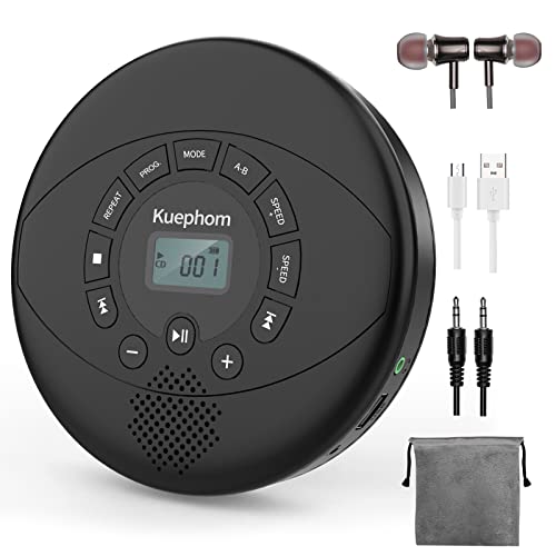 CD Player Portable,Discman Rechargeable,Walkman CD Player with Speaker,Portable cd Player with Headphones,CD-R,MP3 USB playable,Anti Skip CD Playing for car,Suitable for Personal or Multi-Users,Black