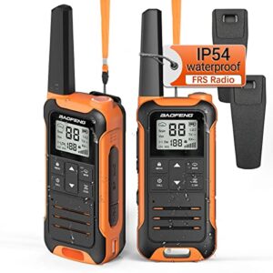baofeng f22 walkie talkies long range for adults ip54 waterproof with 22 frs channel walky talky rechargeable handheld two way radios with noaa weather flashlight for hiking camping trip
