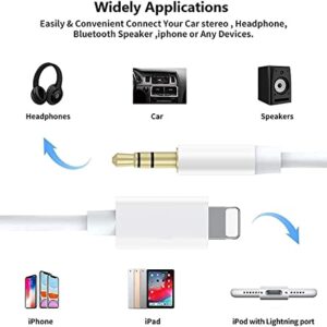 iPhone Aux Cord for car, [Apple MFi Certified] 3.3ft Lightning to 3.5mm Aux Audio Auxiliary Cable,Home Stereo, Speaker, Headphone Compatible with iPhone 13/12/11/XS/XR/X/8/7/iPad (White)