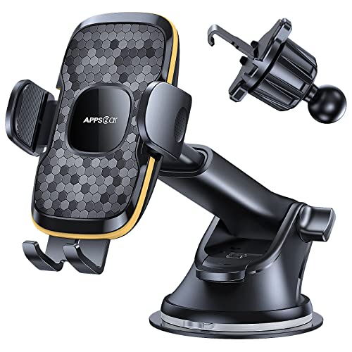 APPS2Car Windshield Phone Mount for Car, 3-in-1 Universal Hook Vent Dashboard Suction Cup Phone Holder for Car/Truck/SUV Compatible with 4-6.5'' Phone, iPhone 13/12 Series/Samsung and More