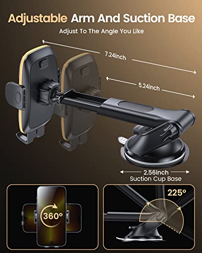 APPS2Car Windshield Phone Mount for Car, 3-in-1 Universal Hook Vent Dashboard Suction Cup Phone Holder for Car/Truck/SUV Compatible with 4-6.5'' Phone, iPhone 13/12 Series/Samsung and More